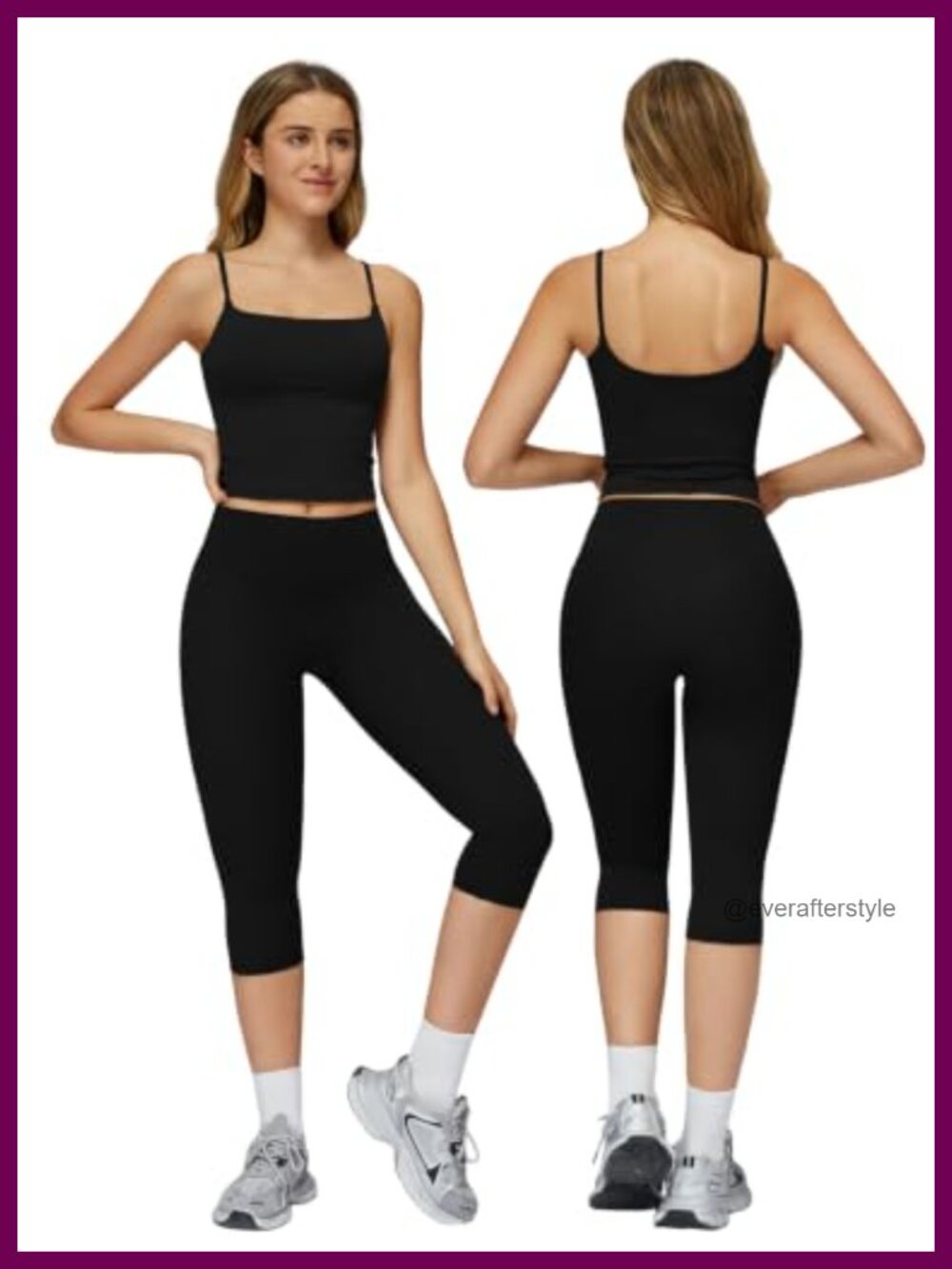 Women's 2 Piece Workout Set Tank Top & Capri Pants